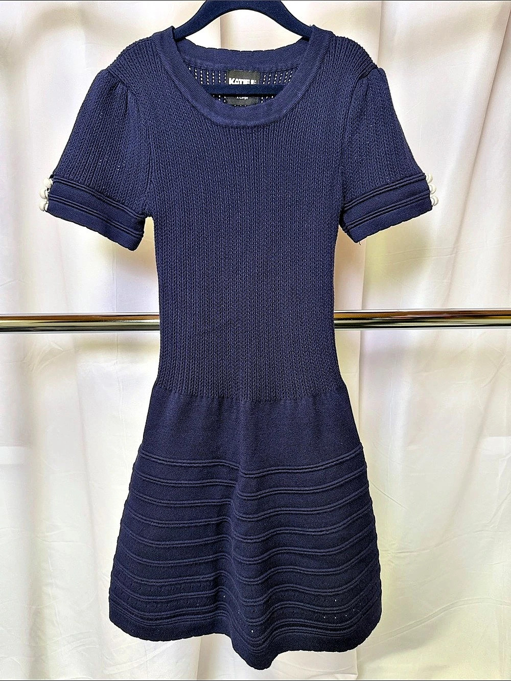 Katie J NYC tween Abigail fine gauze Dress Knit Blue XL